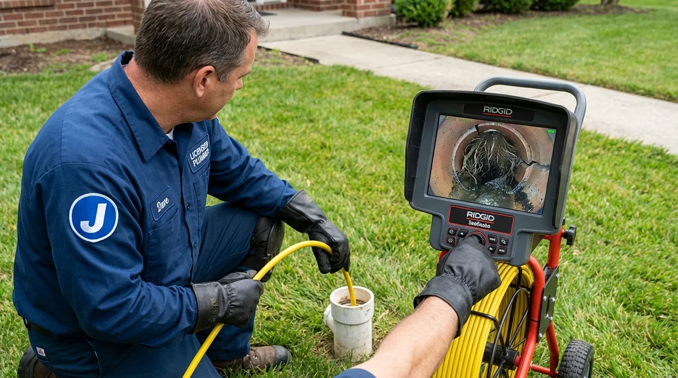 Sewer camera inspection being performed by Johns Plumbing LLC in Lookout Mountain