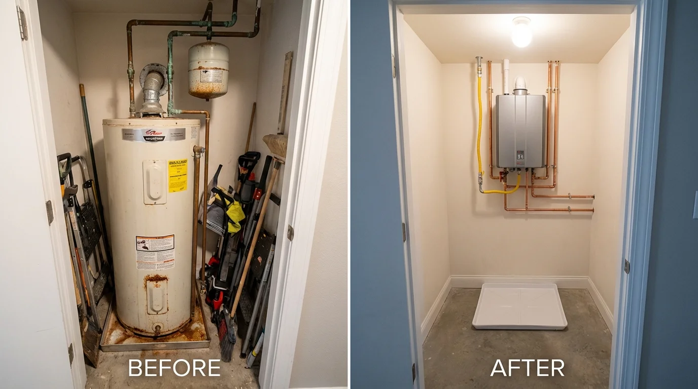 Tank water heater versus wall-mounted tankless unit comparison for Lookout Mountain, GA homeowners