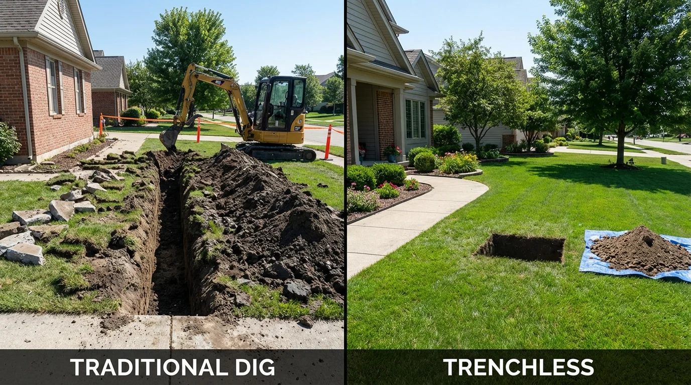 Trenchless sewer repair with minimal yard damage versus traditional excavation in Lookout Mountain, GA